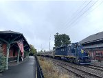 The proud 4109 shoves the scoot train past the former Lackawanna Boonton Station buildings 